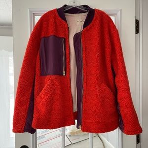 Free People Chili Combo Jacket Sherpa Cozy size large